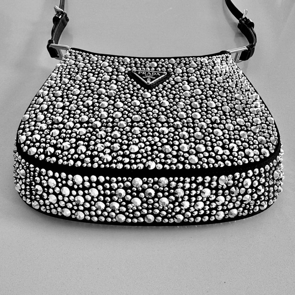 Prada Crystals Cleo Satin Bag (Silver) - Picture 3 of 6
